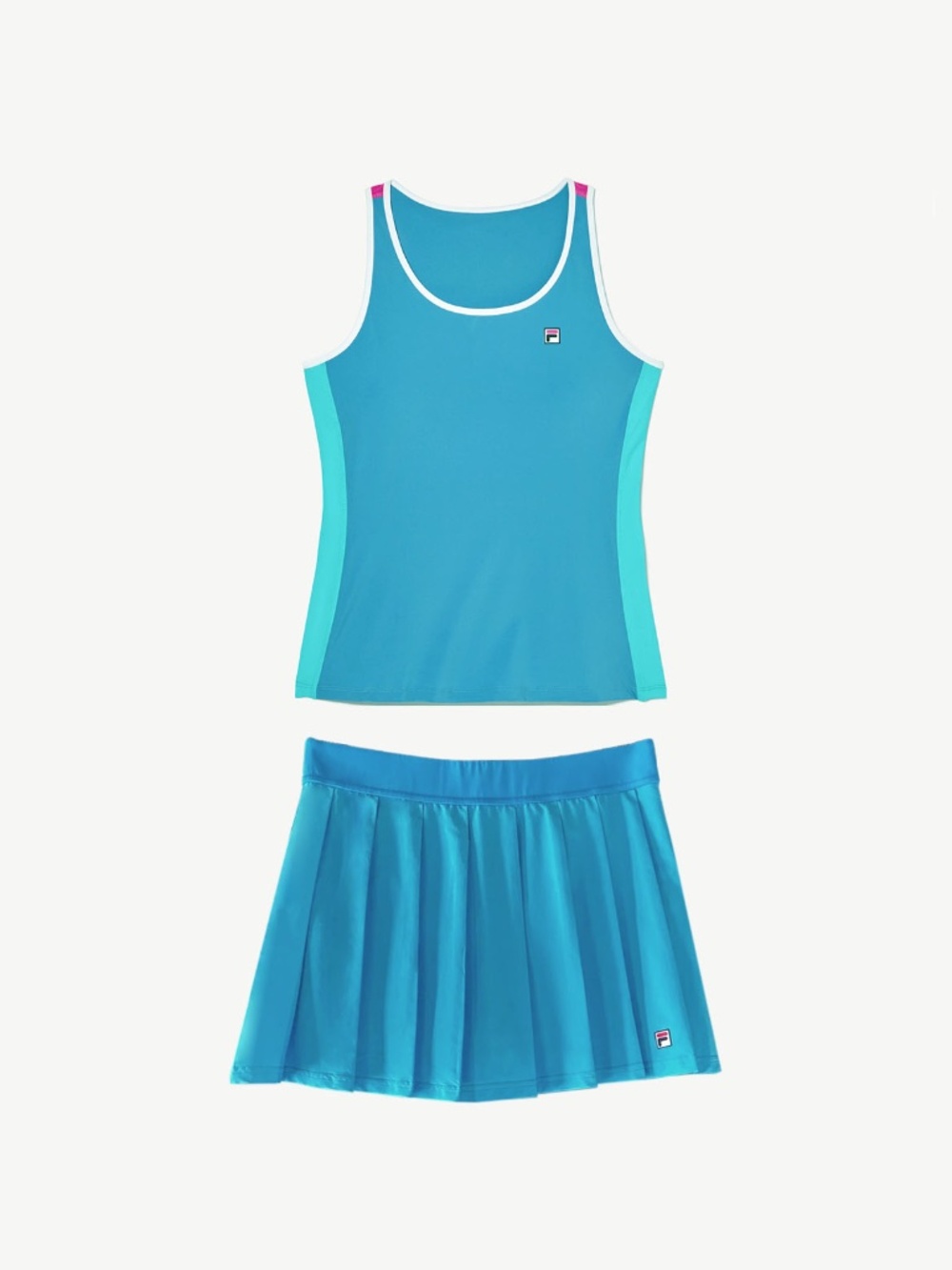 Fila Blue Aqua and Pink Tennis Tank and Pleated Skirt Set Size Medium